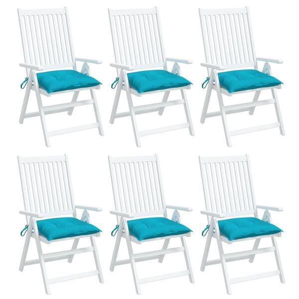 vidaXL Coussins de chaise lot de 6 turquoise 40x40x7 cm tissu
