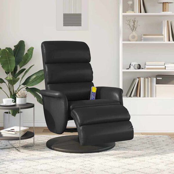 vidaXL Fauteuil inclinable de massage repose-pieds noir similicuir