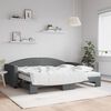 vidaXL Lit de jour avec gigogne et matelas gris foncé 90x200 cm tissu