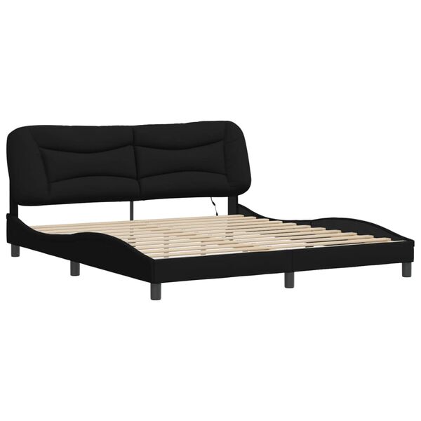 vidaXL Cadre de lit avec LED sans matelas Hvar noir 180x200 cm tissu