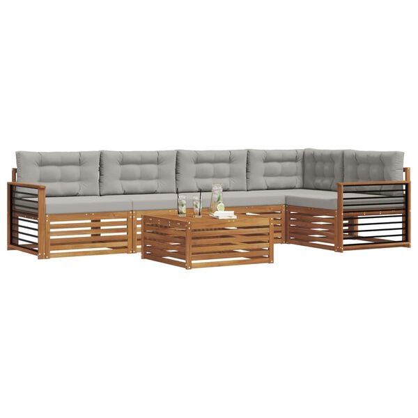 vidaXL Ensemble de canap&eacute;s d'ext&eacute;rieur 6 pcs Gris Naturel et Clair