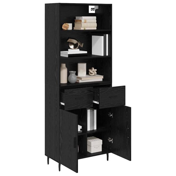 vidaXL Haut Armoire avec tiroir Ch&ecirc;ne noir 69,5 x 34 x 180 cm