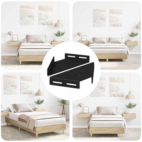 vidaXL Support d'Angle 2 pcs Noir 138,5 x 50,5 x 16 mm Fer