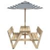 vidaXL Table de pique-nique pour 4 enfants avec parasol bois de sapin