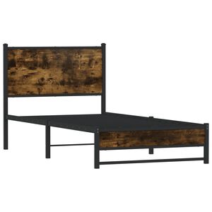 vidaXL Cadre de lit en m&eacute;tal sans matelas ch&ecirc;ne fum&eacute; 90x200 cm