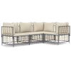 vidaXL Salon de jardin 4 pcs avec coussins anthracite r&eacute;sine tress&eacute;e