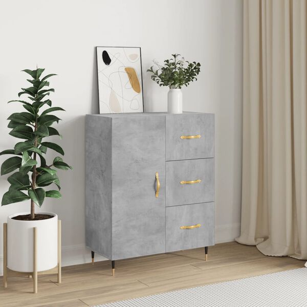 vidaXL Buffet gris b&eacute;ton 69,5x34x90 cm bois d'ing&eacute;nierie
