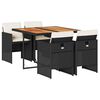 vidaXL Ensemble &agrave; manger de jardin coussins 5pcs Noir R&eacute;sine tress&eacute;e