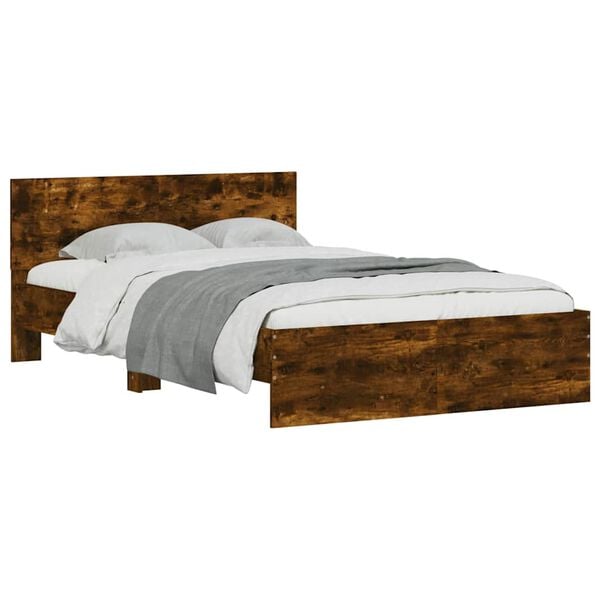 vidaXL Cadre de lit sans matelas ch&ecirc;ne fum&eacute; 120x190 cm