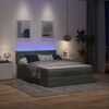 vidaXL Lit ottoman avec matelas et LED gris foncé 140x200 cm tissu