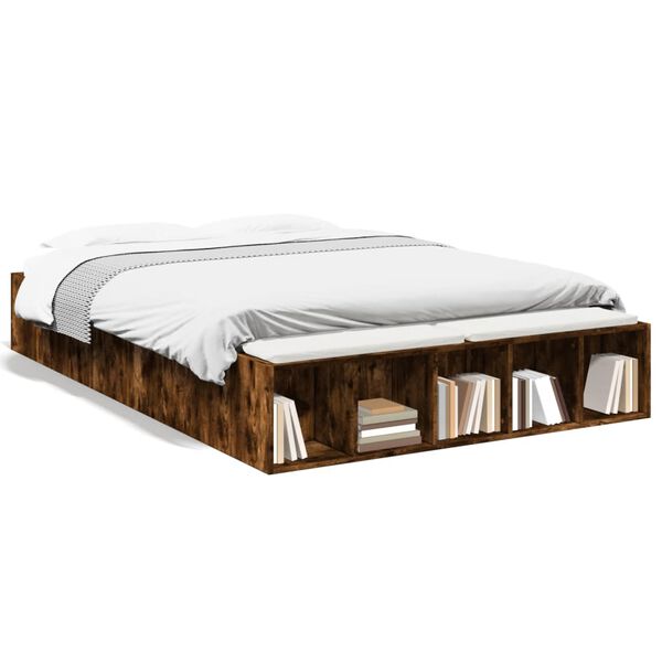vidaXL Cadre de lit sans matelas ch&ecirc;ne fum&eacute; 140x190 cm