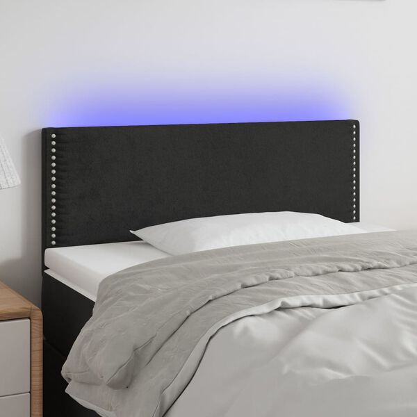 vidaXL T&ecirc;te de lit &agrave; LED Noir 90x5x78/88 cm Velours