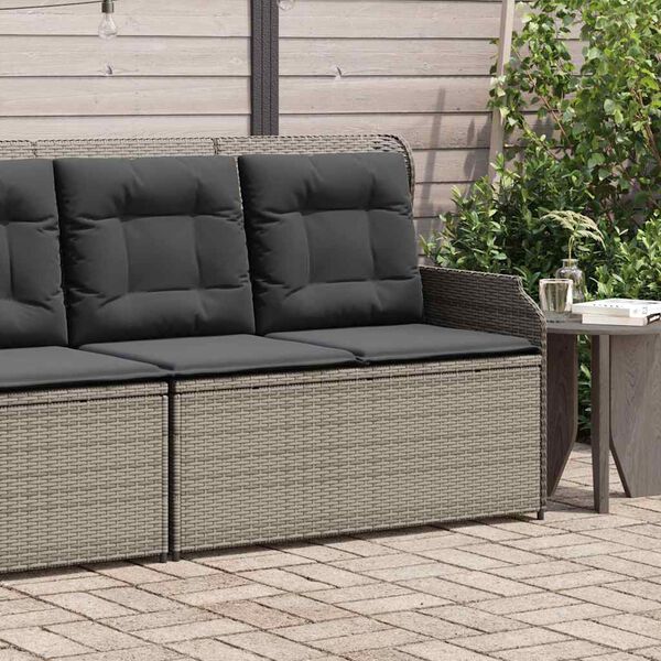 vidaXL Banc inclinable de jardin avec coussins gris résine tressée