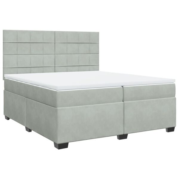 vidaXL Sommier &agrave; lattes de lit et matelas Gris clair 200x200cm Velours