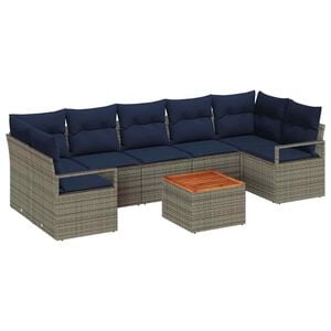 vidaXL Ensemble de canap&eacute; de jardin 8 pc Gris polyrotin