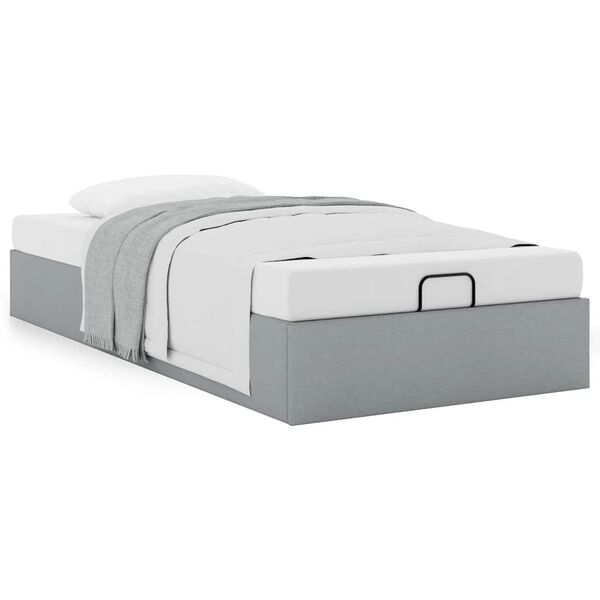 vidaXL Cadre de lit ottoman sans matelas gris clair 100x200 cm tissu