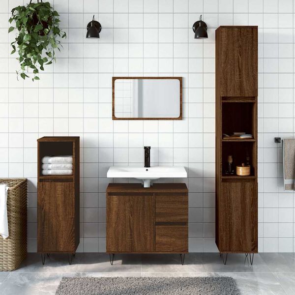 vidaXL Armoire de bain ch&ecirc;ne marron 65x33x60 cm bois d'ing&eacute;nierie