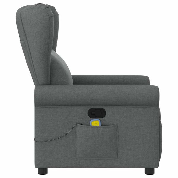 vidaXL Fauteuil inclinable de massage en tissu gris fonc&eacute;