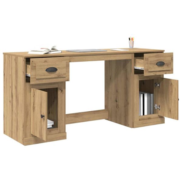 vidaXL Bureau avec armoire Ch&ecirc;ne artisanal 154,5 x 50 x 75 cm