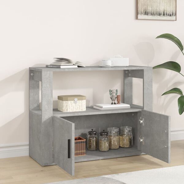 vidaXL Buffet Gris béton 80x30x60 cm Bois d'ingénierie