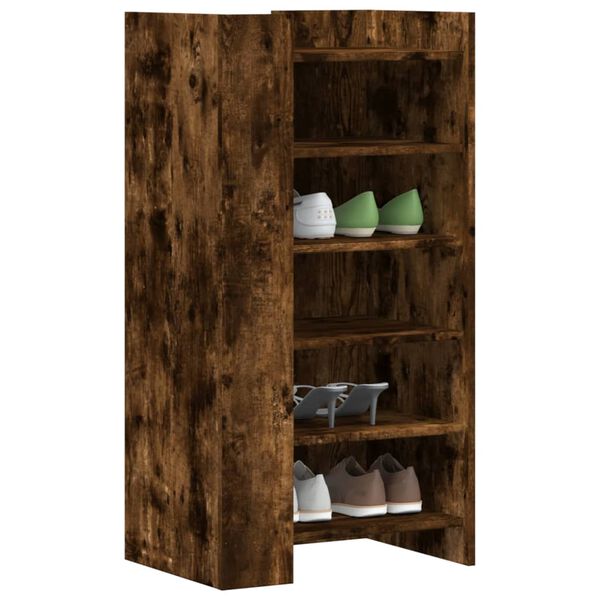vidaXL Armoire &agrave; chaussures ch&ecirc;ne fum&eacute; 52x37,5x100cm bois d'ing&eacute;nierie