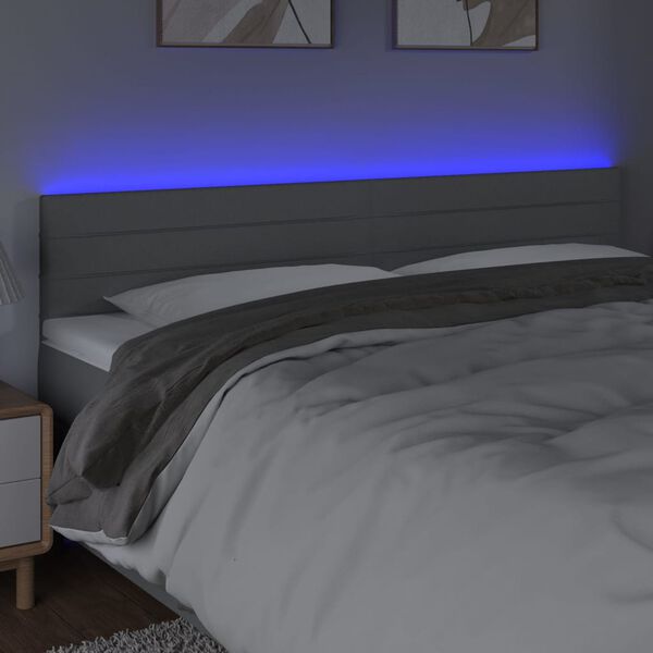 vidaXL T&ecirc;te de lit &agrave; LED Gris clair 180x5x78/88 cm Tissu