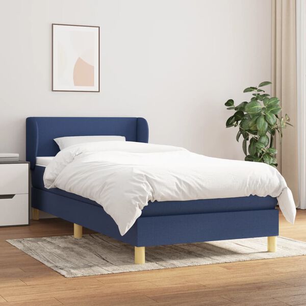 vidaXL Sommier &agrave; lattes de lit avec matelas Bleu 80x200 cm Tissu