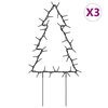 vidaXL D&eacute;coration lumineuse arbre de No&euml;l piquets 3 pcs 50 LED 30 cm