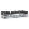 vidaXL Salon de jardin 8 pcs avec coussins blanc acier