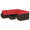 vidaXL Ensemble de canap&eacute; de jardin 9 pcs avec coussins marron r&eacute;sine tress&eacute;e
