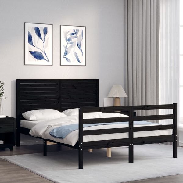 vidaXL Cadre de lit sans matelas noir bois massif
