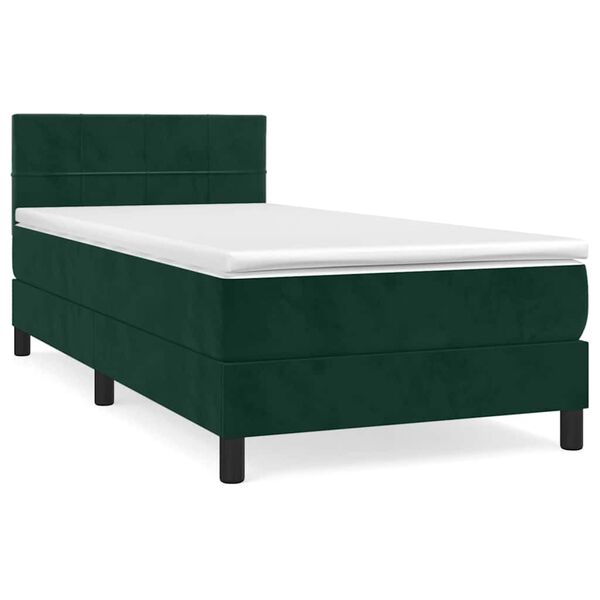 vidaXL Sommier &agrave; lattes de lit avec matelas Vert fonc&eacute; 90x190 cm