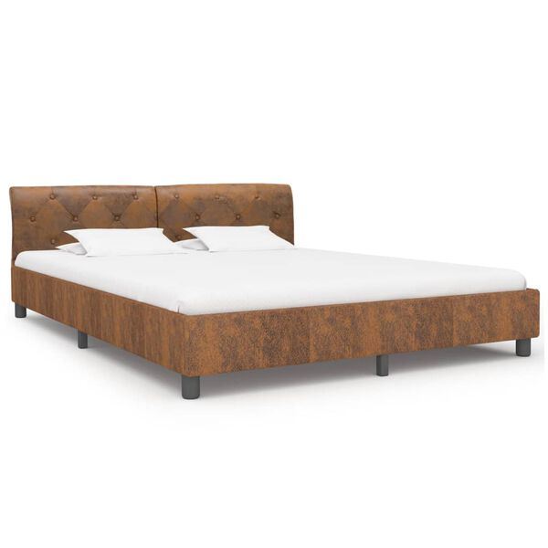 vidaXL Cadre de lit sans matelas marron similicuir daim 180x200 cm