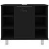 vidaXL Ensemble de meubles de salle de bain 4 pcs Noir Agglom&eacute;r&eacute;