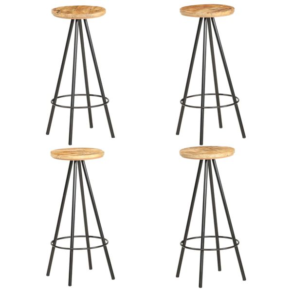 vidaXL Tabourets de bar lot de 4 bois de manguier brut