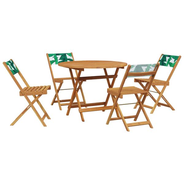 vidaXL Ensemble &agrave; manger de jardin 5 pcs motif de feuilles tissu bois