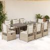 vidaXL Ensemble &agrave; manger de jardin et coussins 9 pcs beige Poly rotin