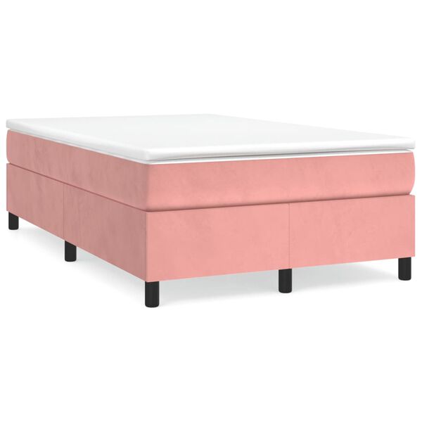 vidaXL Sommier &agrave; lattes de lit avec matelas rose 120x190 cm velours