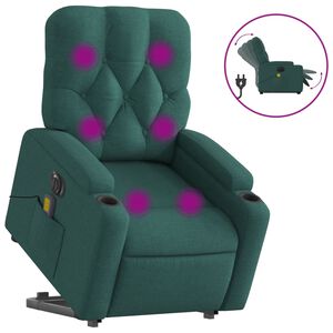vidaXL Fauteuil inclinable de massage &eacute;lectrique Vert fonc&eacute; Tissu