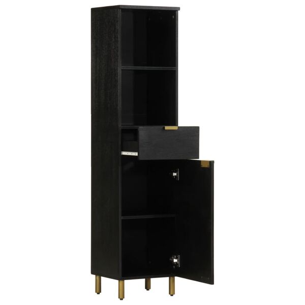 vidaXL Armoire de salle de bain noir 38x33x160 cm bois massif manguier
