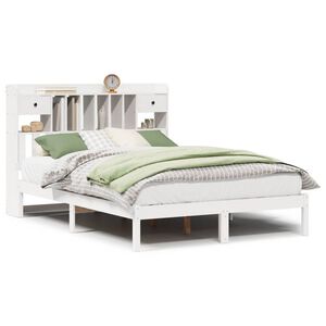 vidaXL Lit biblioth&egrave;que sans matelas blanc 150x200 cm bois pin massif