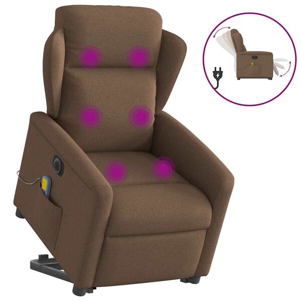 vidaXL Fauteuil inclinable de massage &eacute;lectrique Marron Tissu