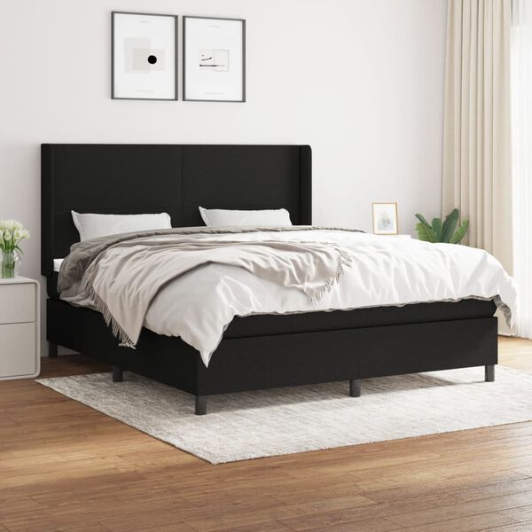 vidaXL Sommier &agrave; lattes de lit avec matelas Noir 160x200 cm Tissu