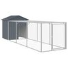 vidaXL Poulailler avec cour anthracite 117x405x123 cm acier galvanis&eacute;