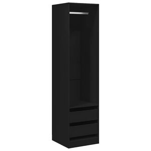 vidaXL Garde-robe avec tiroirs Noir 50x50x200 cm Bois d'ing&eacute;nierie