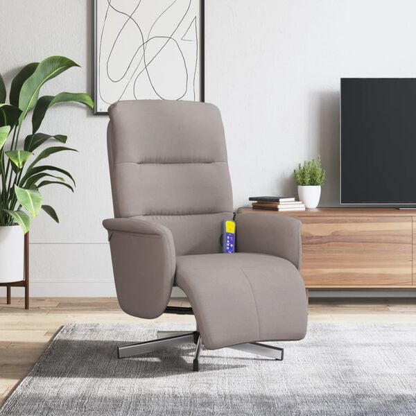 vidaXL Fauteuil inclinable de massage avec repose-pieds taupe tissu