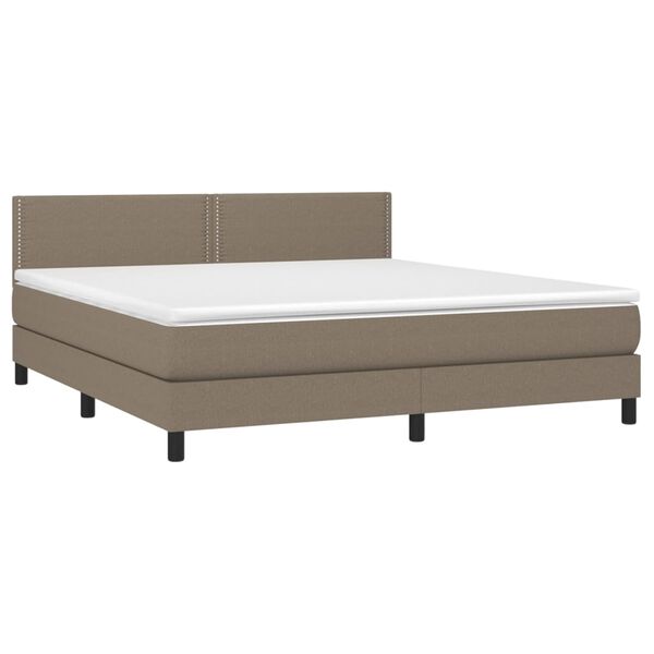 vidaXL Sommier &agrave; lattes de lit avec matelas Taupe 180x200 cm Tissu