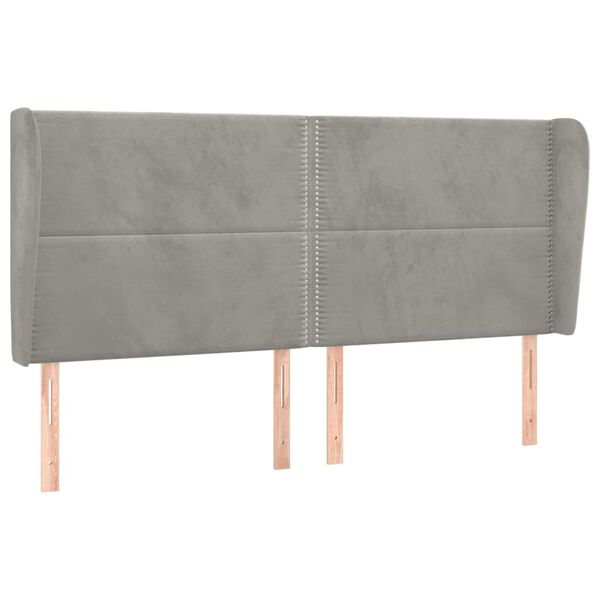 vidaXL T&ecirc;te de lit avec oreilles Gris clair 163x23x118/128 cm Velours