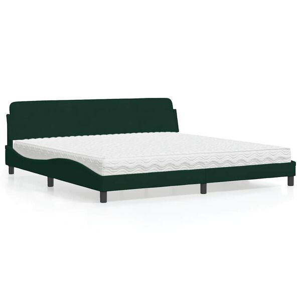 vidaXL Lit avec matelas Dover vert fonc&eacute; 200x200 cm velours