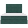 vidaXL Lit avec rangement et LED Vert fonc&eacute; 140 x 190 cm Velours